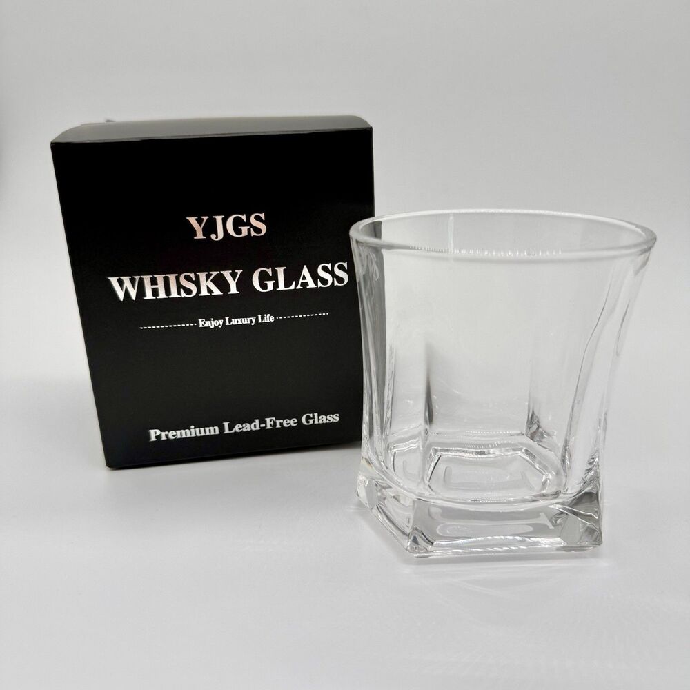 YJGS Whisky Glass 10 Ounce Letter "J" Etched on Bottom Weighted Bottom NEW w/Box